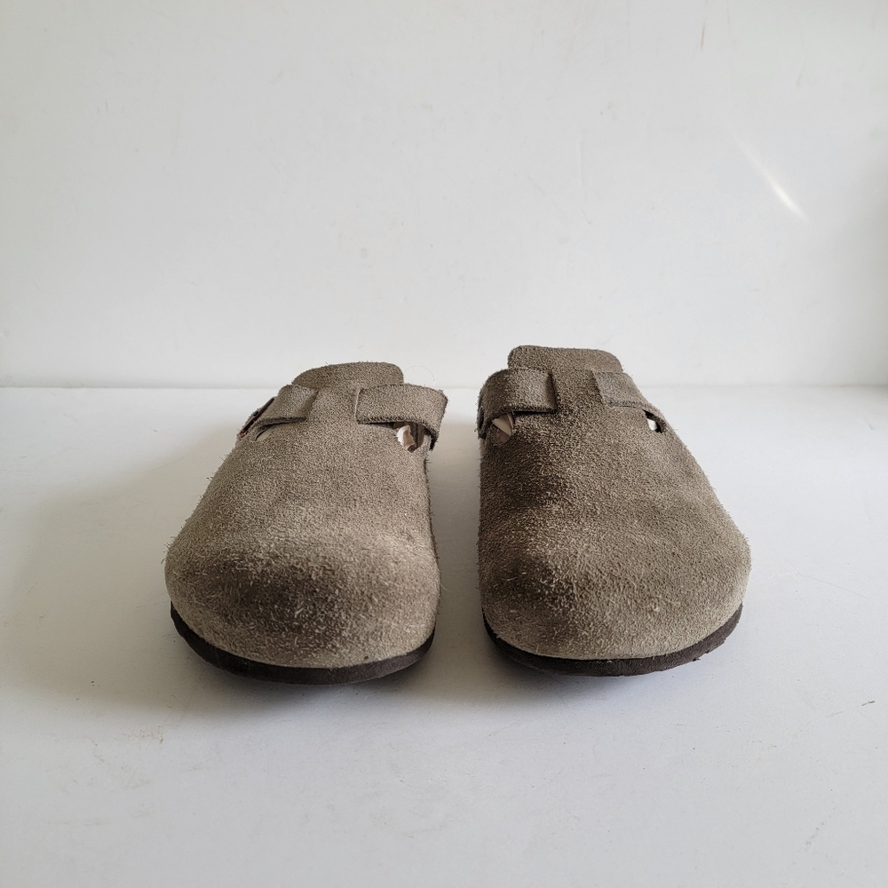 Birkenstock Boston Clogs Mens 45 12 12.5 Taupe Suede Slip On Neutral Minimalist - Picture 5 of 16
